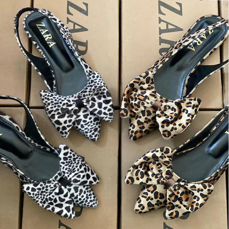 Zara Leopard Print Bows Slingback Flats Shoes: The Epitome of Style an –  Yumzo Store