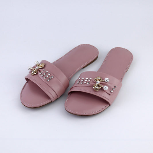Trendy Soft Women's Slide Slippers With Beautiful Diamond Decoration