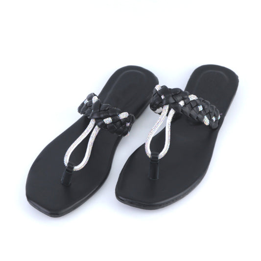 Glamorous Rhinestone Flat Sandals for Stylish and Comfortable Wear