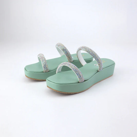Zara Comfortable and Stylish Rhinestone Mesh Wedge Heel Sandals For Women