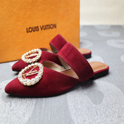 Louis Vuitton Shallow Toe Low-Heel Casual Flat Mules for Women: Effortless Style and Comfort