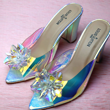 Louis Vuitton Transparent Hologram Diamond Buckle High Heels for Women: A Dazzling Blend of Style and Luxury