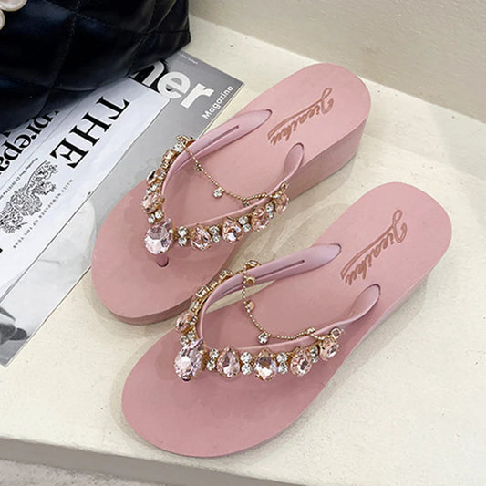 Rhinestone Slippers Wedges Heels for Women and Girls: Elevate Your Style and Comfort