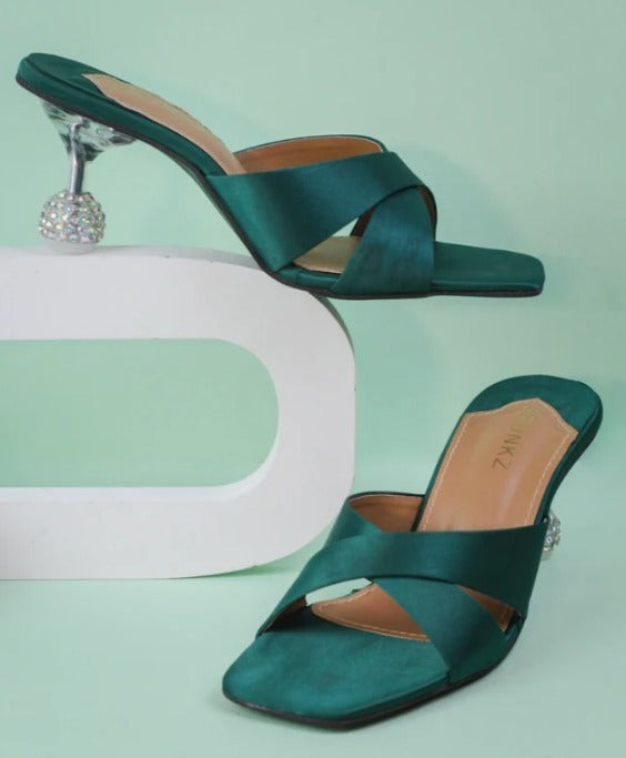 Enchanted Emerald Elegance: Yes Darling Love Mules