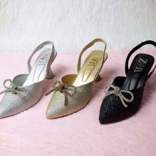 ZARA Blinky Heels Bow Rhinestone Women Evening Shoes: Sparkle and Elegance Combined
