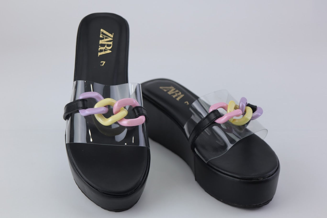 Zara Clear Transparent Wedge Sandals in Pakistan