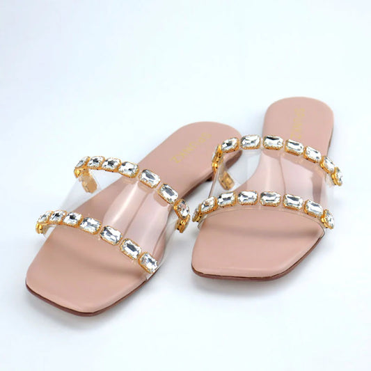 Crystal Elegance: Exploring Women's Clear Heel Sandals with Rhinestone Embellishments