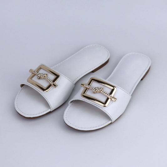 Flat Square Buckle Sandals For Girls, Women's