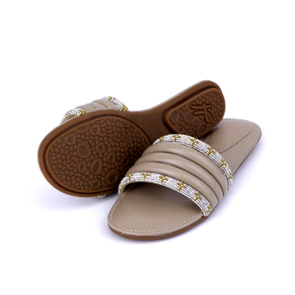 Elegance: Women's Double Rhinestone Strap Soft Slide Sandals in Pakistan