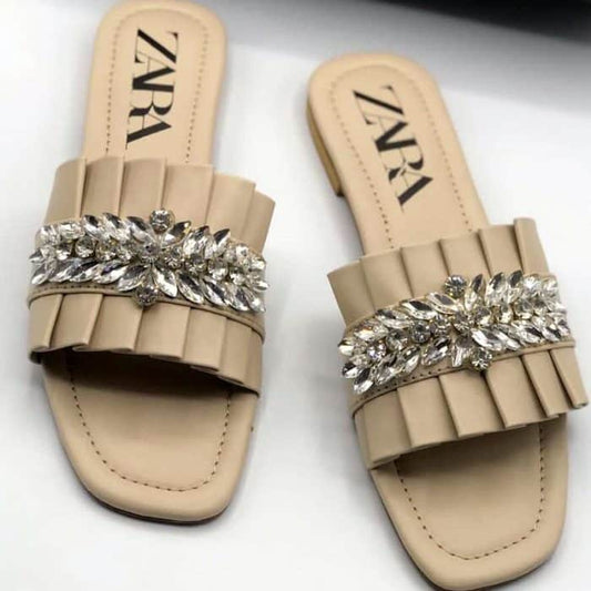 ZARA Fancy Slides: Embrace Elegance with Women's Leather Sandals